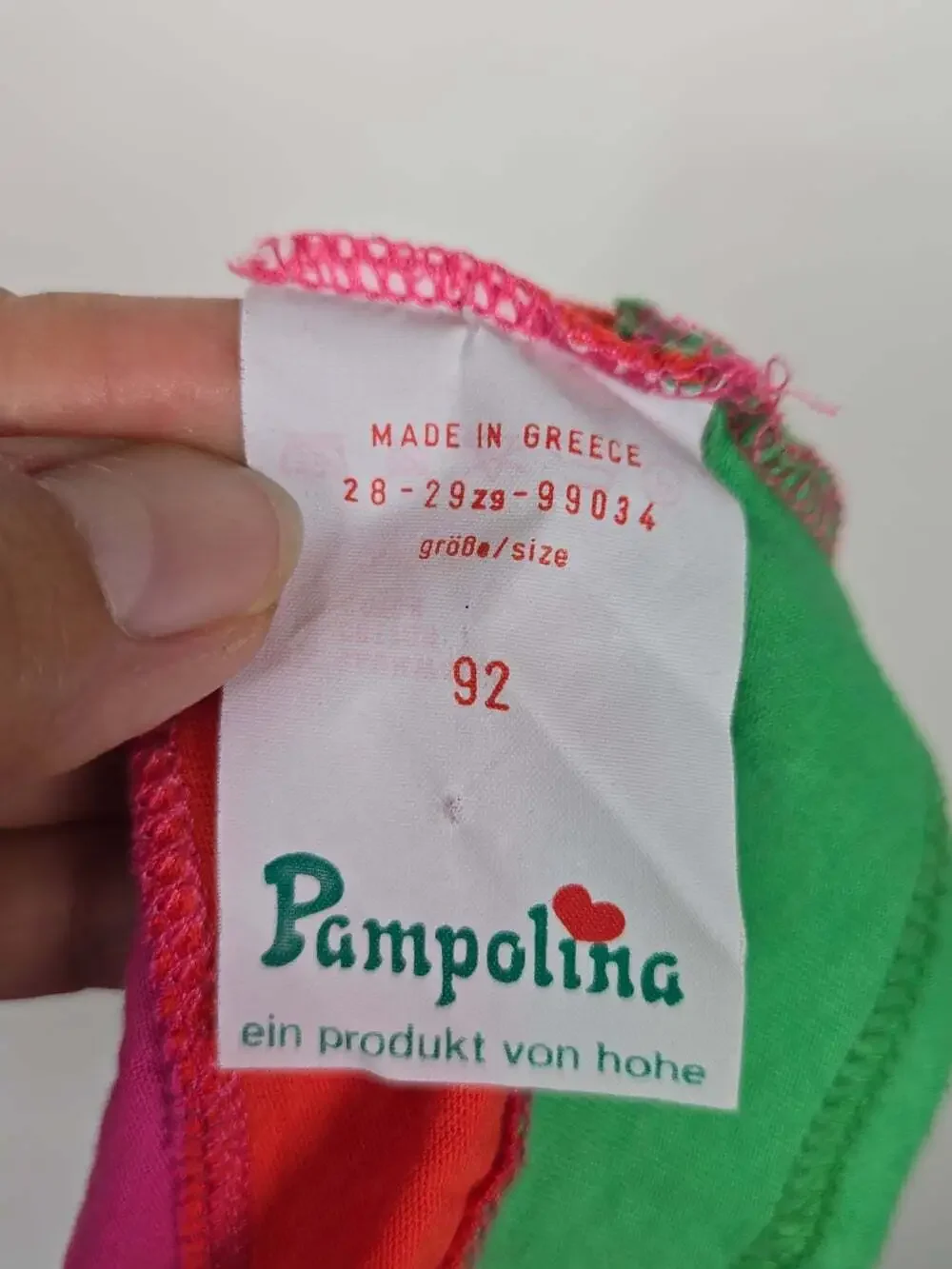 Vintage 90s Pampolina Girls Colorblock T Shirt Leggings Set Germany 92 Size 2/3T